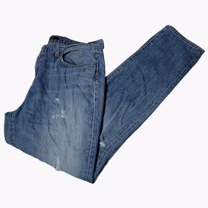J Brand Jake Jeans Womens Size 29 Straight Mid Rise Medium Wash Distressed Denim